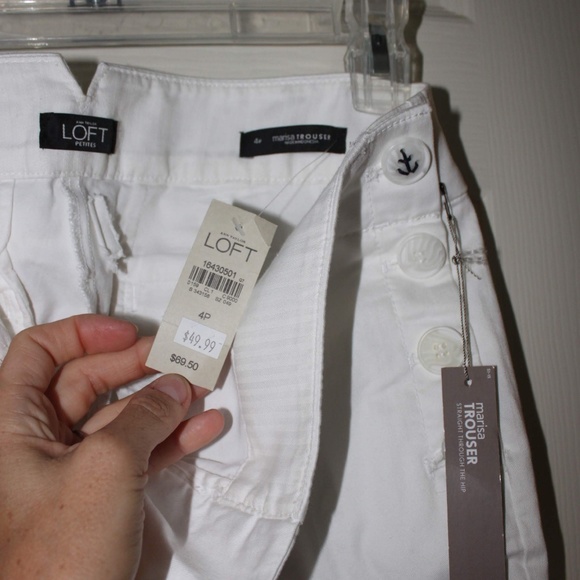 White Ann Taylor Loft slacks - nautical buttons - Picture 6 of 8